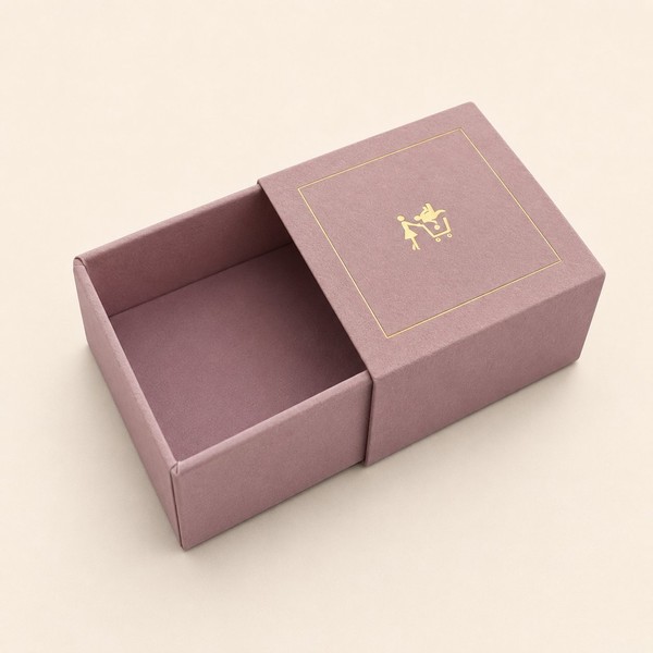 Boite tiroir rose poudre a dorure or pour la beaute