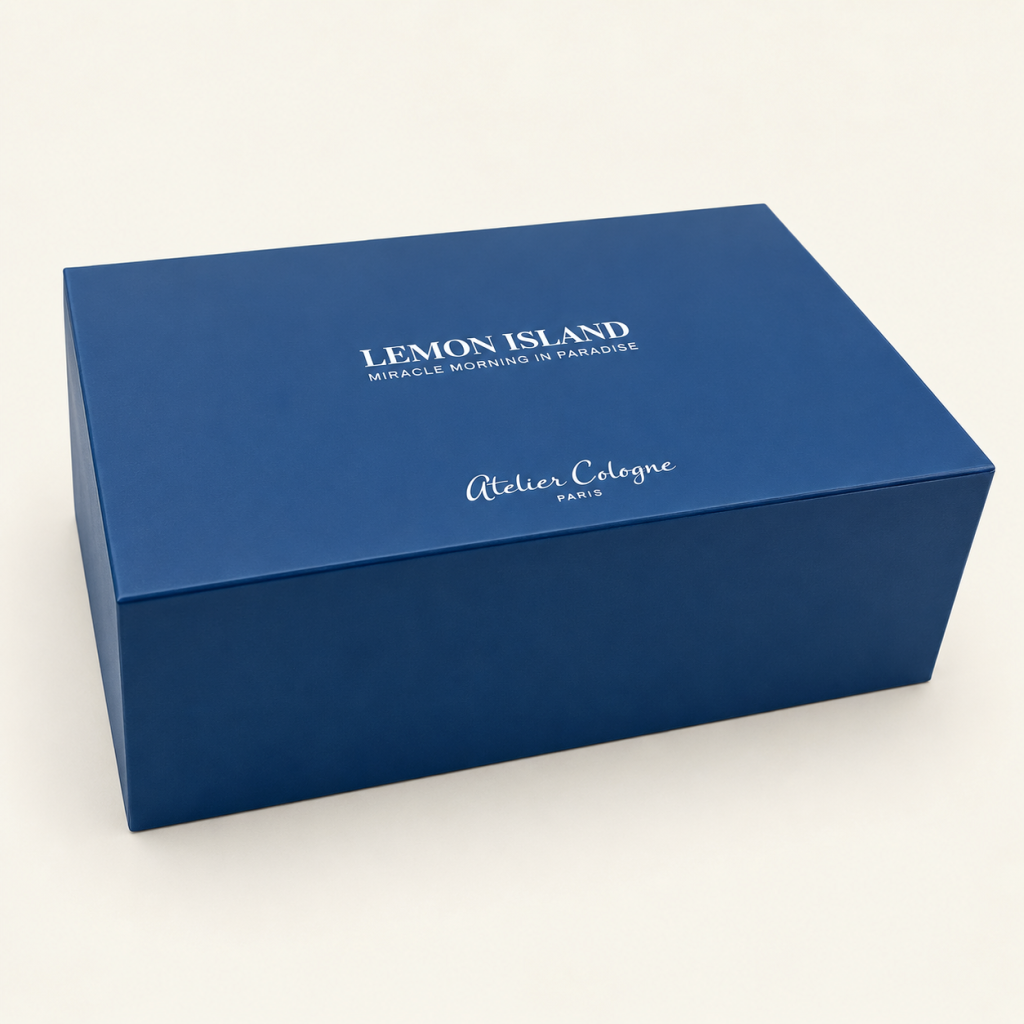 Coffret aimanté bleu, coffret parfum