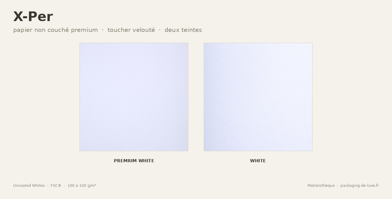 Nuancier papier non couché X-Per : Premium White et White