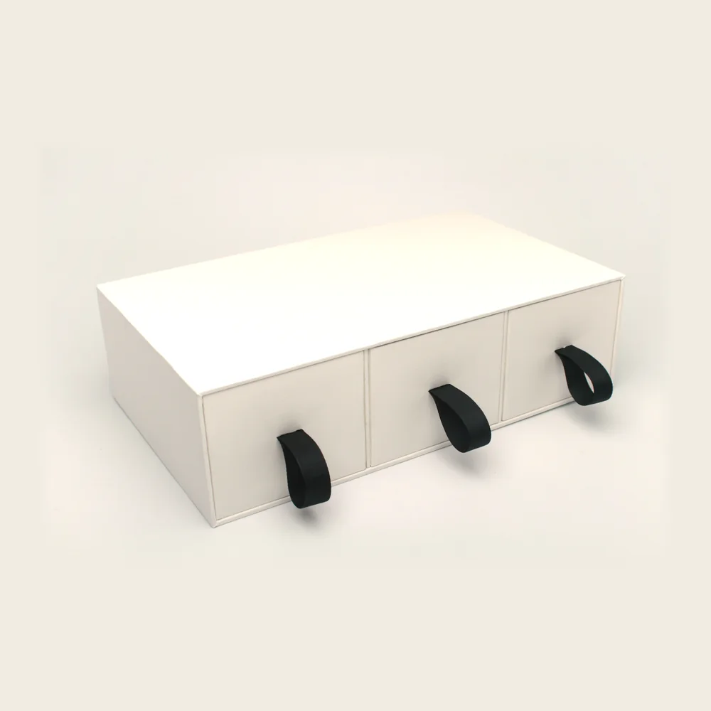 Boîte trois tiroirs à poignées, pièce de la Haute Collection Luxe Packaging