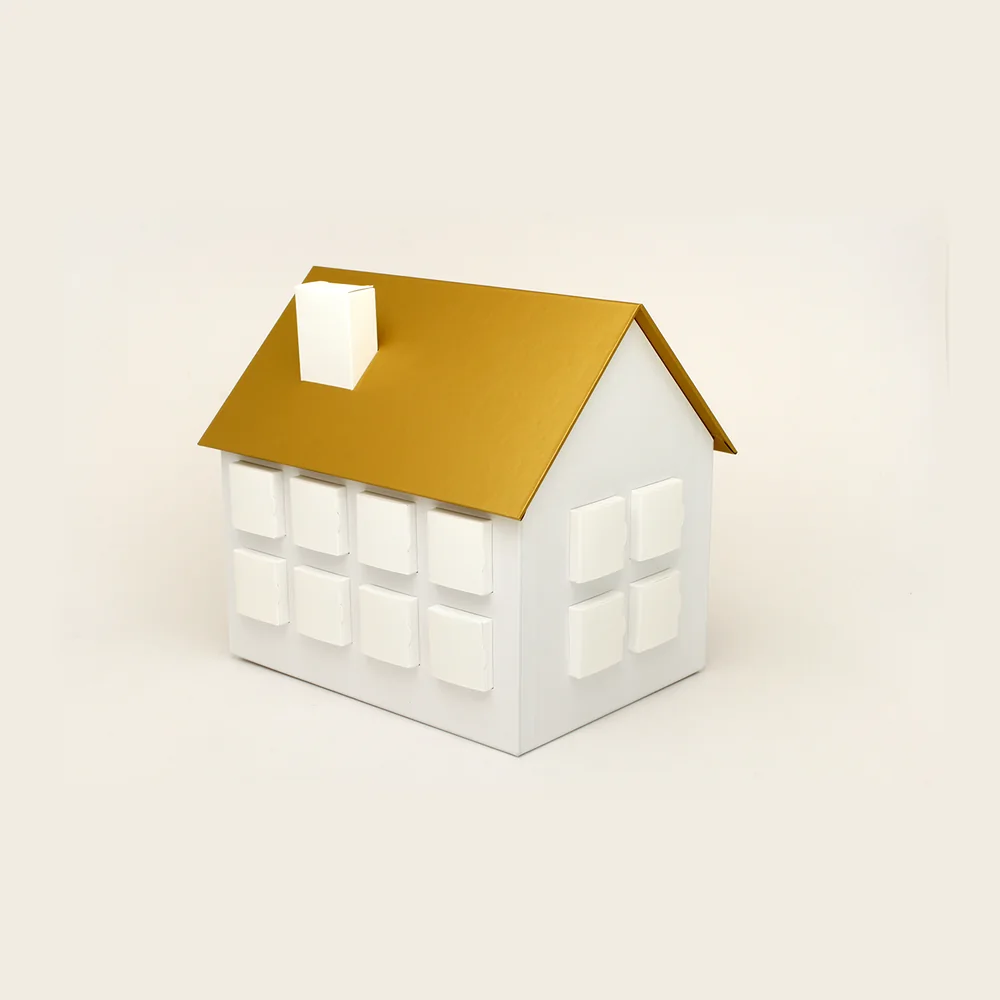 Calendrier maison, toit doré, pièce de la Haute Collection Luxe Packaging