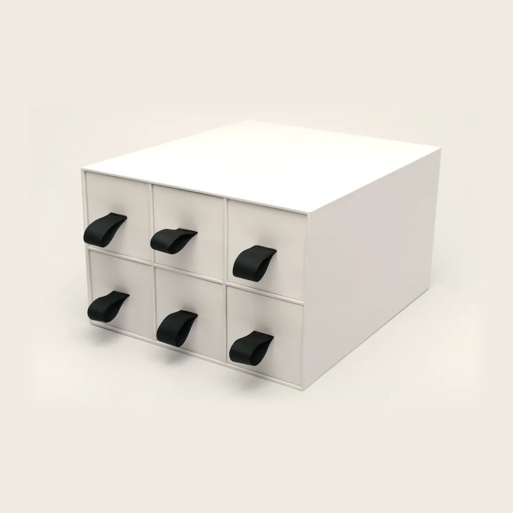 Calendrier six tiroirs à poignées, pièce de la Haute Collection Luxe Packaging