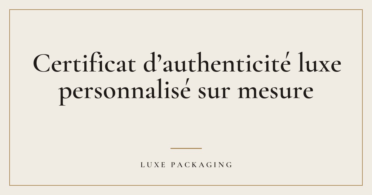 Couverture de l’article « Certificat d’authenticité luxe personnalisé sur mesure », Guides & Expertise Luxe Packaging