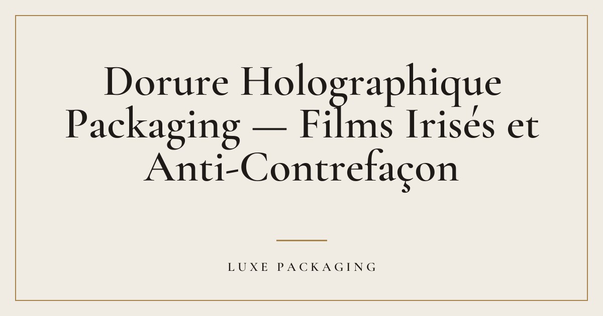 Couverture de l’article « Dorure Holographique Packaging — Films Irisés et Anti-Contrefaçon », Guides & Expertise Luxe Packaging