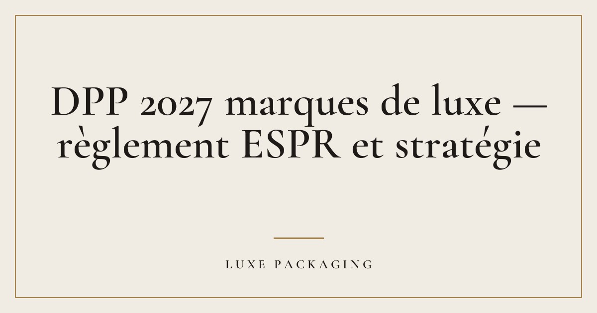 Couverture de l’article « DPP 2027 marques de luxe — règlement ESPR et stratégie », Guides & Expertise Luxe Packaging