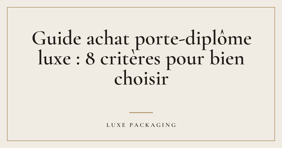 Couverture de l’article « Guide achat porte-diplôme luxe : 8 critères pour bien choisir », Guides & Expertise Luxe Packaging