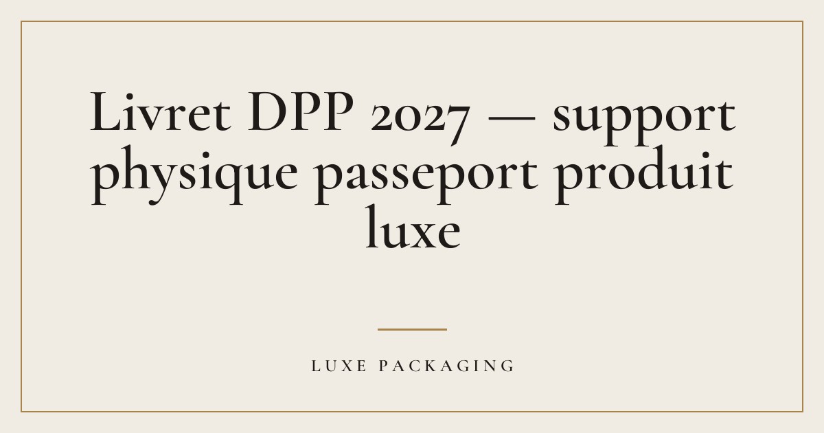 Couverture de l’article « Livret DPP 2027 — support physique passeport produit luxe », Guides & Expertise Luxe Packaging
