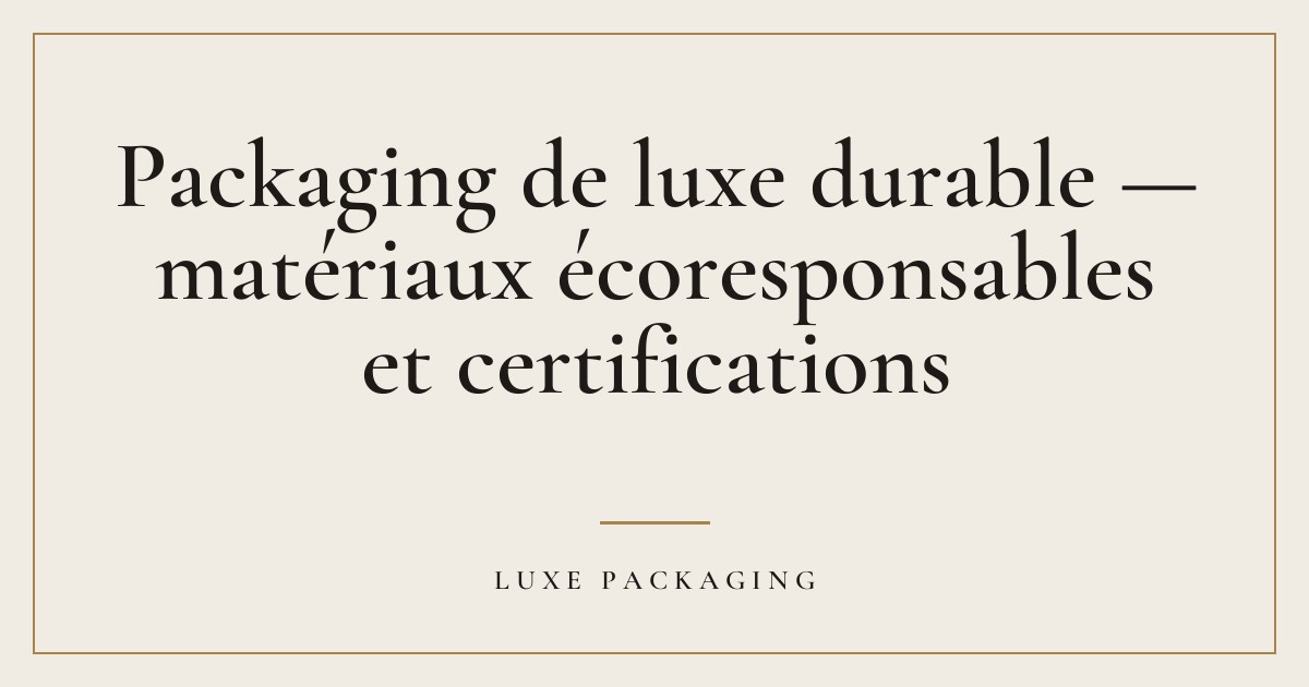 Couverture de l’article « Packaging de luxe durable — matériaux écoresponsables et certifications », Guides & Expertise Luxe Packaging