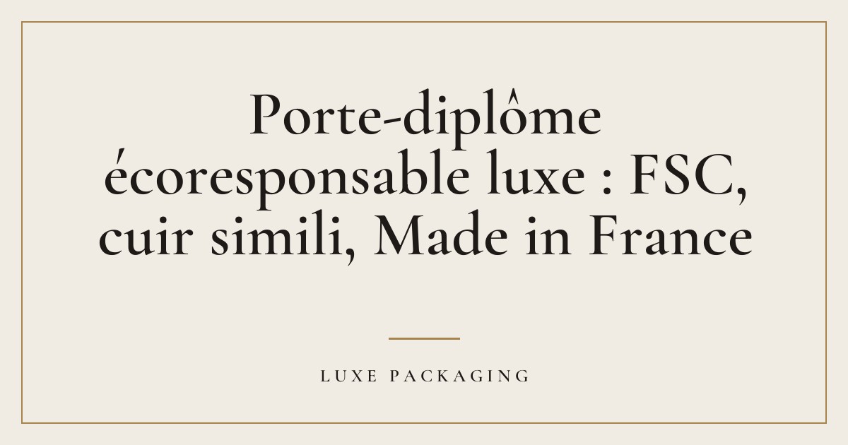 Couverture de l’article « Porte-diplôme écoresponsable luxe : FSC, cuir simili, Made in France », Guides & Expertise Luxe Packaging